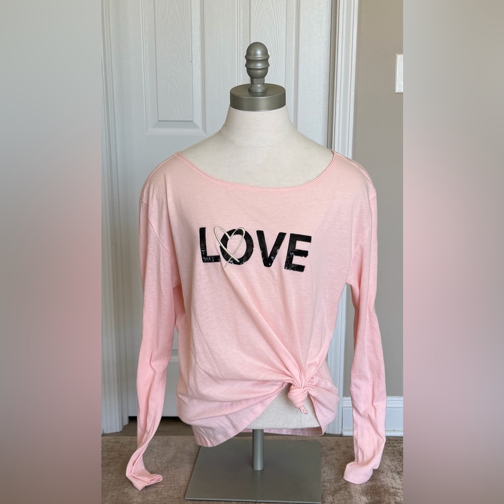 Victoria's Secret Light Pink 'LOVE' graphic Long Sleeve Tee